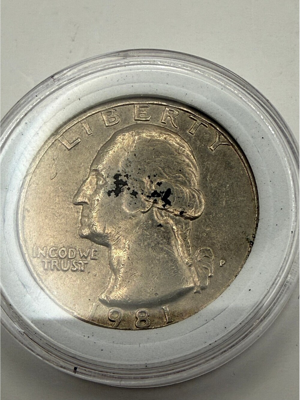 1981-P Washington Quarter 25C Philadelphia Mint Clad Coin Unusual Dark Toning